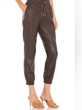 n:PHILANTHROPY Dark Brown Vegan Leather Jogger Pants
